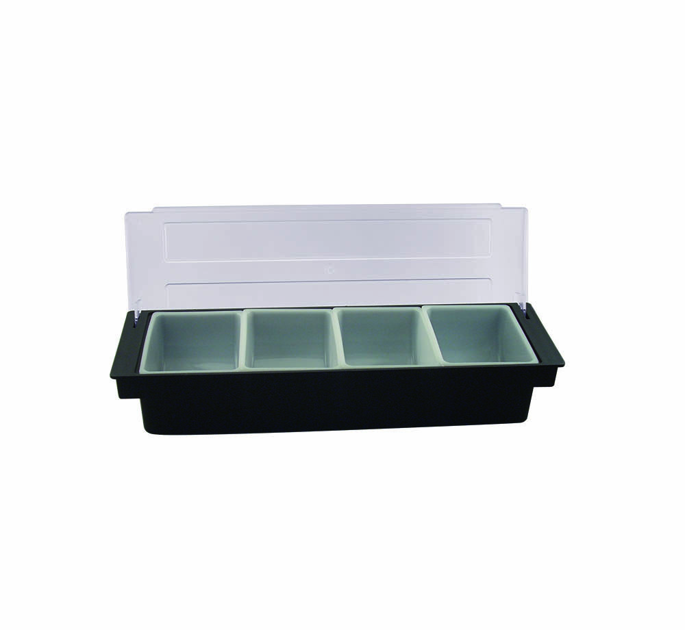 [B012] Condiment box 4 compartments 50x15x9 ABS Black