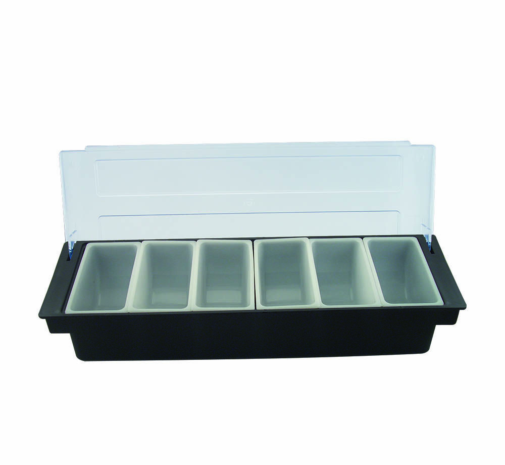 Condiment box 6 compartments 50x15x9 ABS Black