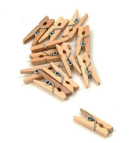 50x Mini pinces à linge en bois 