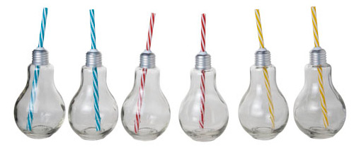 1x Verre Bulb - Ampoule 25cl Paille couleur aléatoire