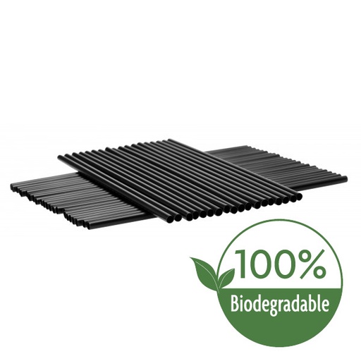 Pailles biodégradables noires extra fines 14cm x 4,3mm (x 1000)