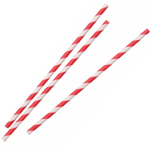 Pailles Papier biodégradables Rouge et Blanc 20cmx6mm (x250)