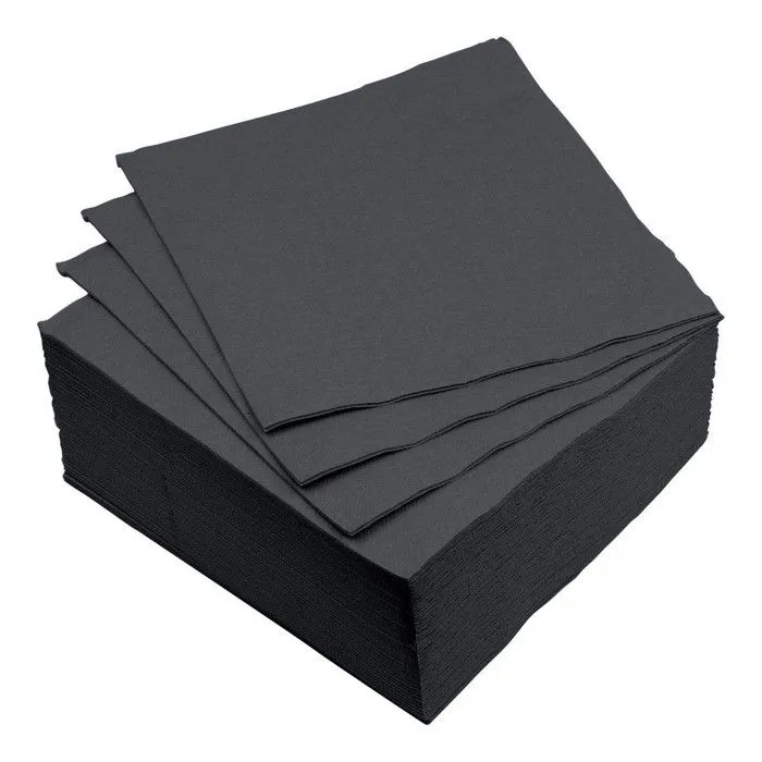 Serviettes cocktail ouate noires 24x24cm (250 pièces)
