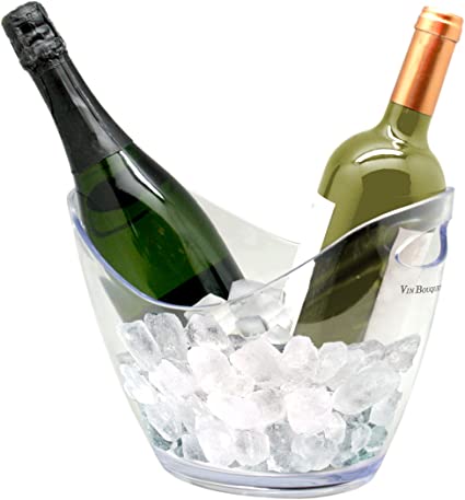 2-bottle cooler bucket with handle - transparent