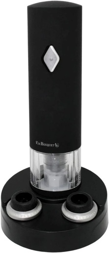 Pompe à vide électrique conservateur vin inox + 2 bouchons