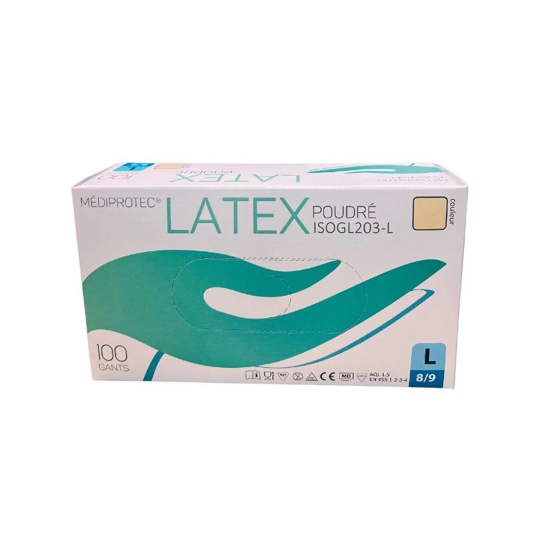 [8422L-] Powdered latex gloves (box of 100) (L (8/9))