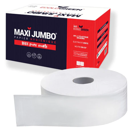 MAXI JUMBO Toilet Paper - 350 m - 2 ply PURE OUATE (pack of 6 rolls)