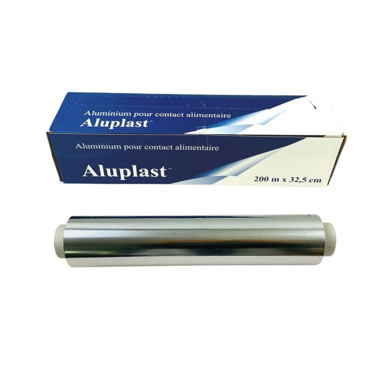 Rouleau aluminium alimentaire en boite distributrice 200mx33,5cm - ALUPLAST