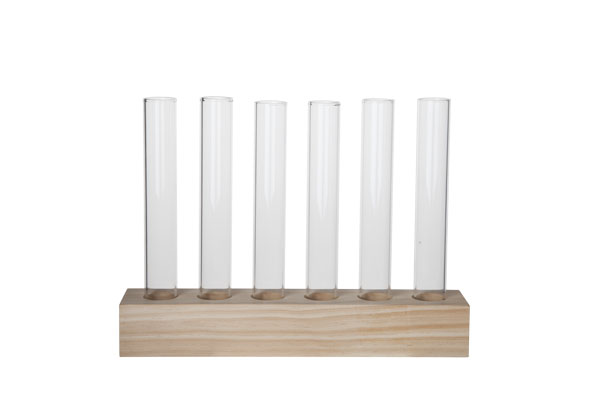 6x Verres éprouvettes sur support en bois