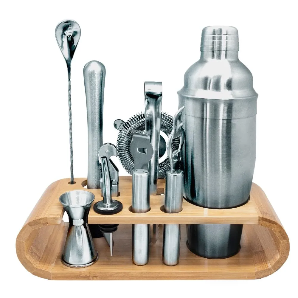 [FIK1432] Kit Cocktail set 10 accessoires avec support bambou - Vin Bouquet
