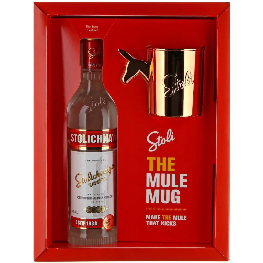 Vodka STOLI PREMIUM 70cl 40% coffret Mule