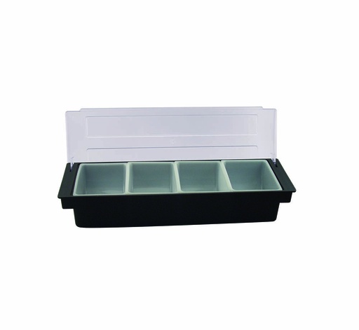 [B012] Condiment box 4 compartments 50x15x9 ABS Black