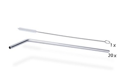 Pailles Inox Courbes 25cm + Goupillon (x20)