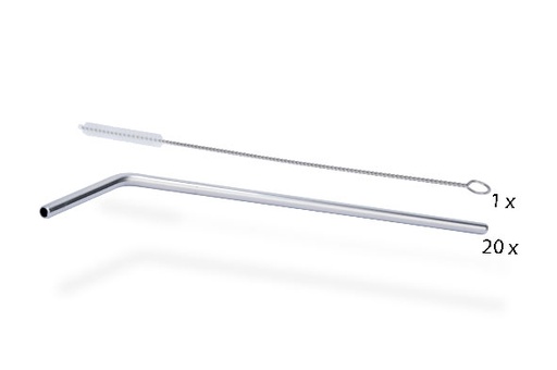 Pailles Inox Courbes 25cm + Goupillon (x20)