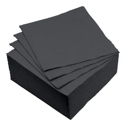 Serviettes cocktail ouate noires 24x24cm (250 pièces)