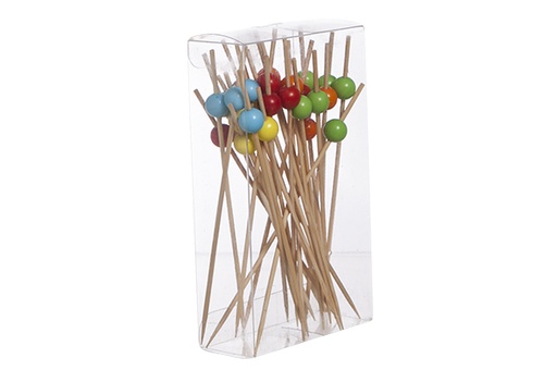 Pics cocktails en bois boules colorées x30